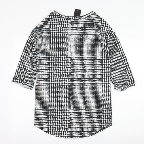 F&F Womens Black Houndstooth Jersey Pullover Sweatshirt Size 6