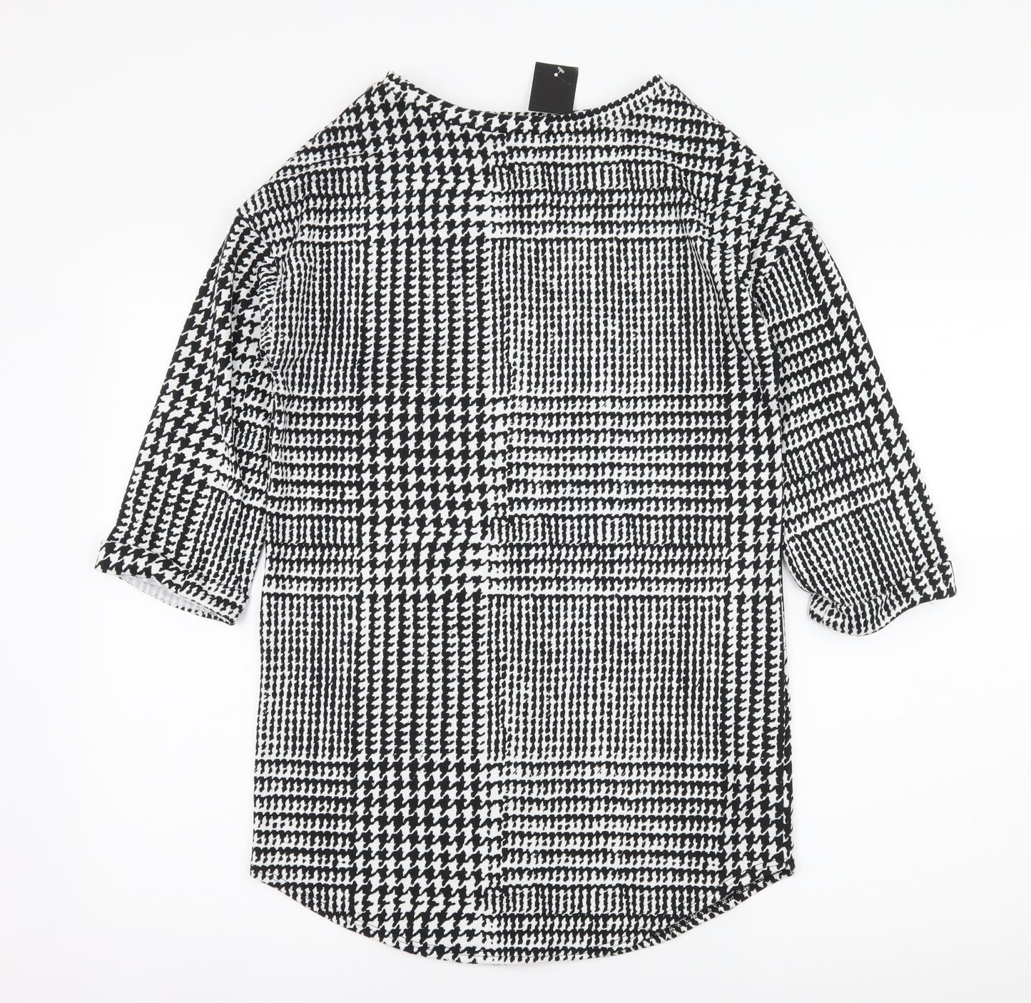 F&F Womens Black Houndstooth Jersey Pullover Sweatshirt Size 6