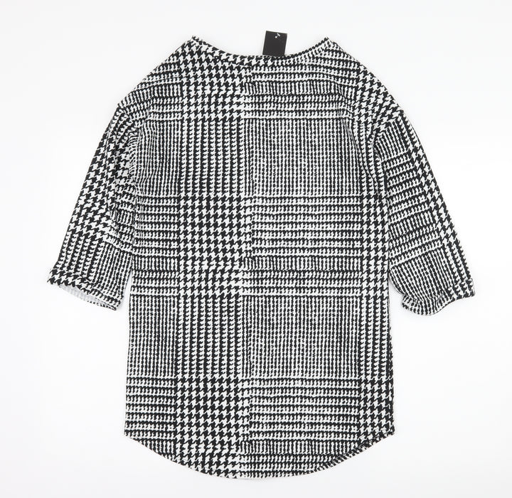 F&F Womens Black Houndstooth Jersey Pullover Sweatshirt Size 6