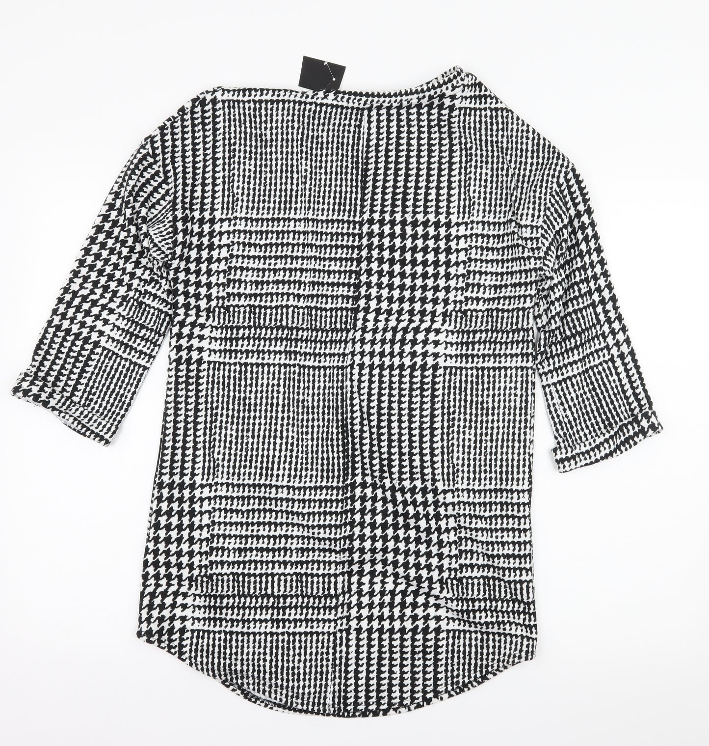 F&F Womens Black Houndstooth Jersey Pullover Sweatshirt Size 6