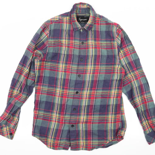 Topman Mens Multicoloured Plaid   Button-Up Size M