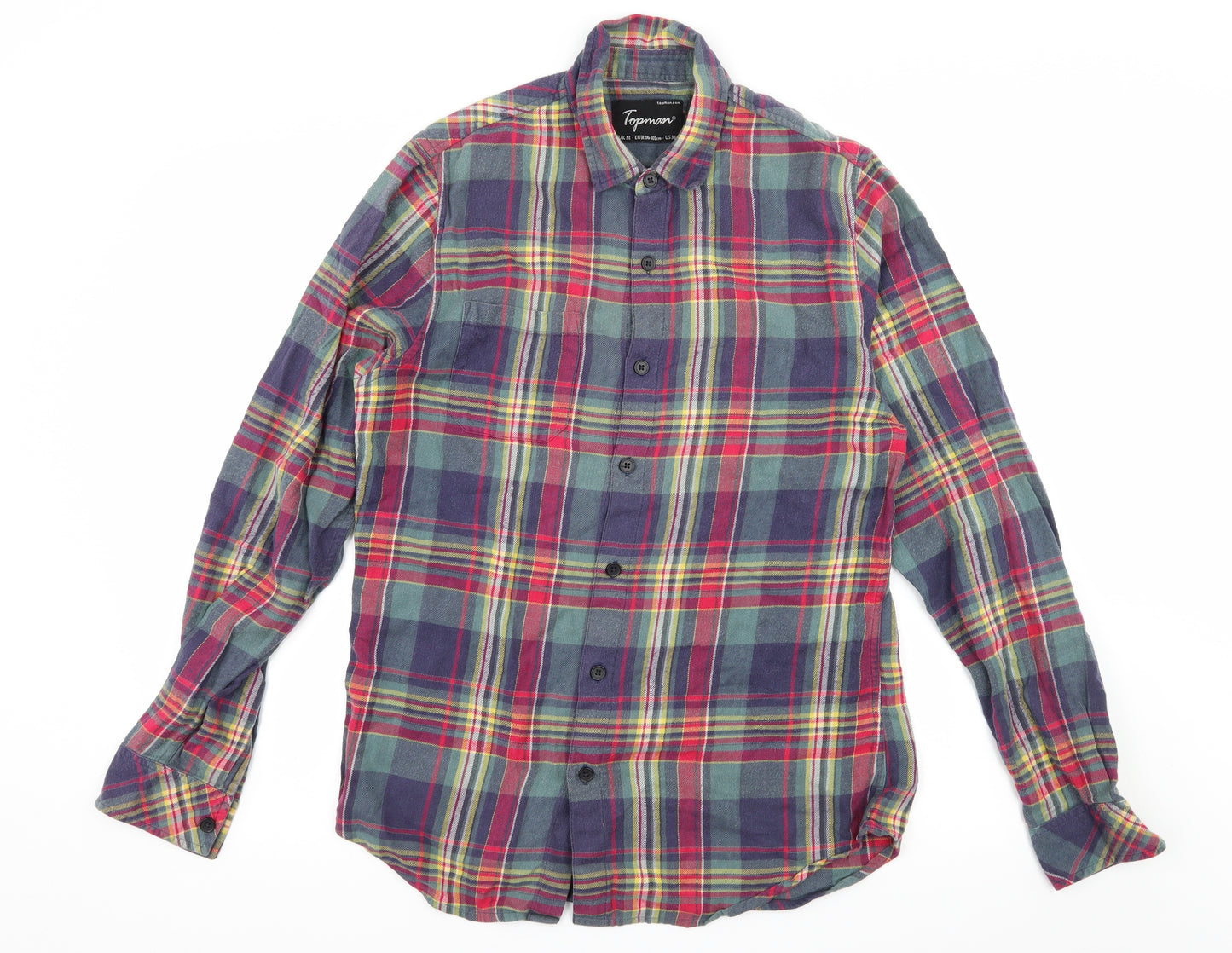 Topman Mens Multicoloured Plaid   Button-Up Size M