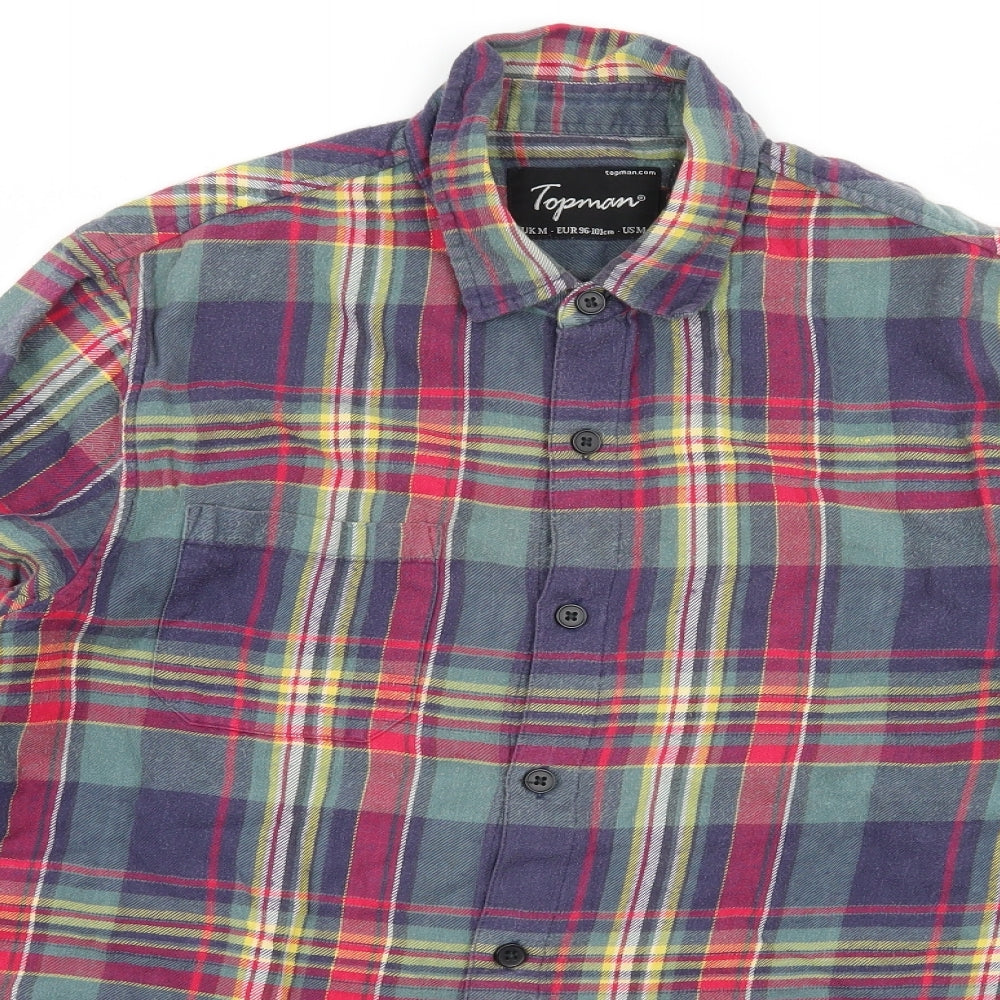 Topman Mens Multicoloured Plaid   Button-Up Size M