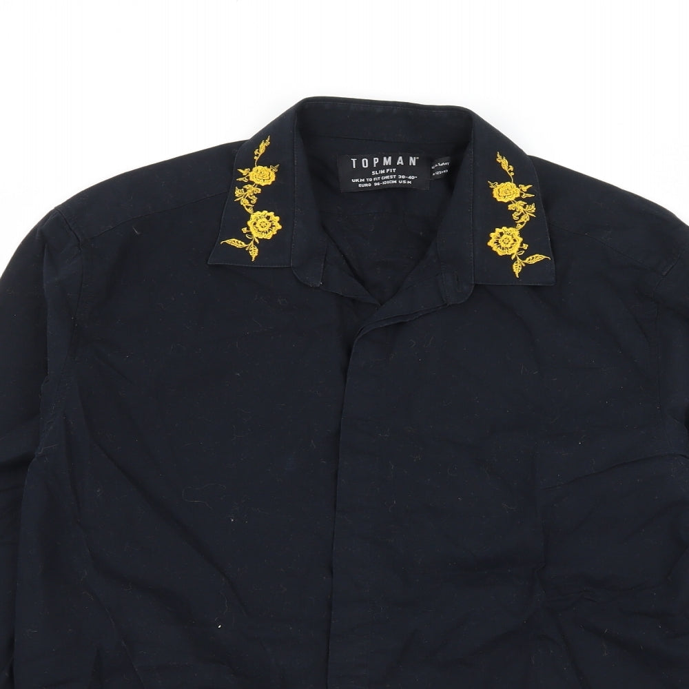Topman Mens Black    Button-Up Size M