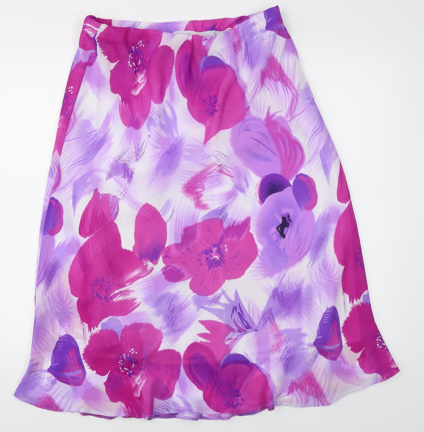 Preworn Womens Purple Floral  Flare Skirt Size 14