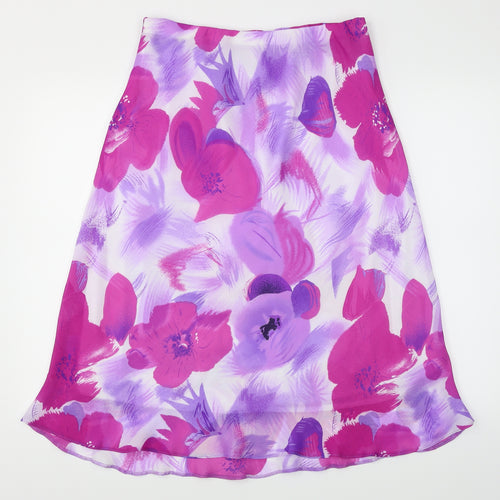 Preworn Womens Purple Floral  Flare Skirt Size 14
