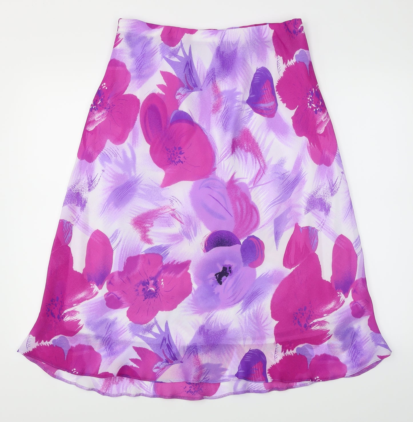 Preworn Womens Purple Floral  Flare Skirt Size 14