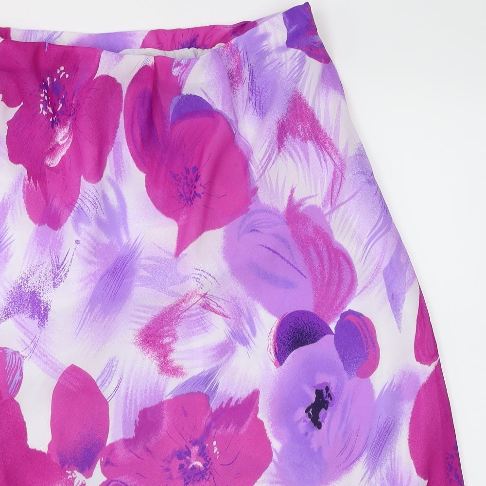 Preworn Womens Purple Floral  Flare Skirt Size 14