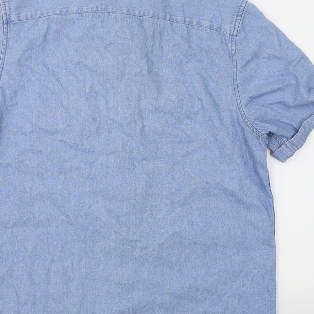 Primark Mens Blue  Denim  Button-Up Size L