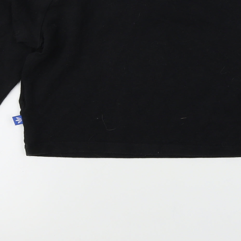 adidas Womens Black Striped  Cropped T-Shirt Size 6