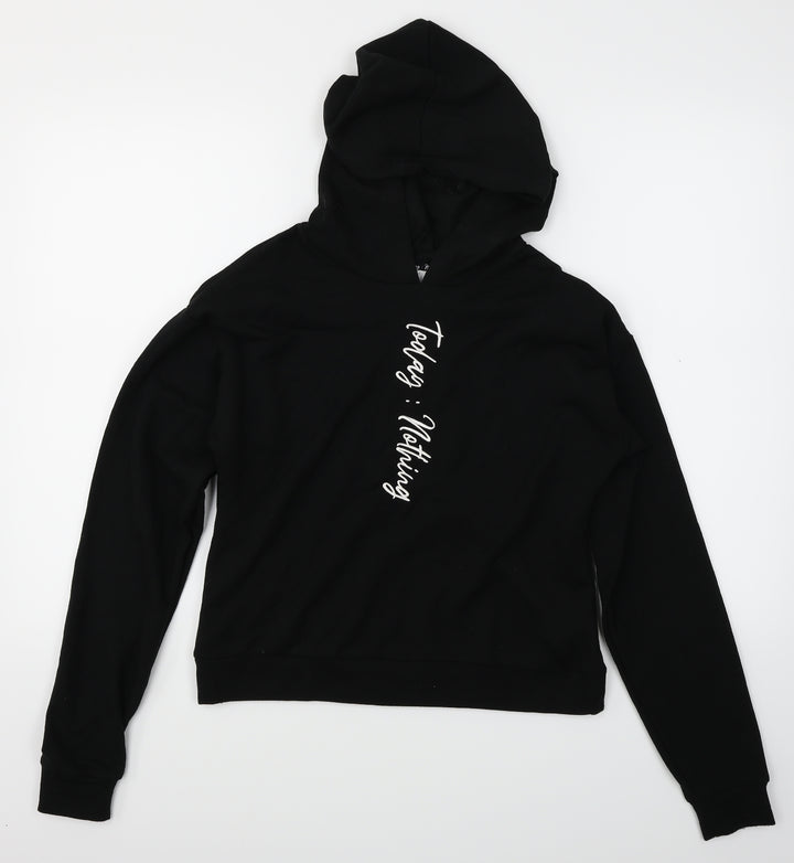 New Look Girls Black Pullover Hoodie Size M