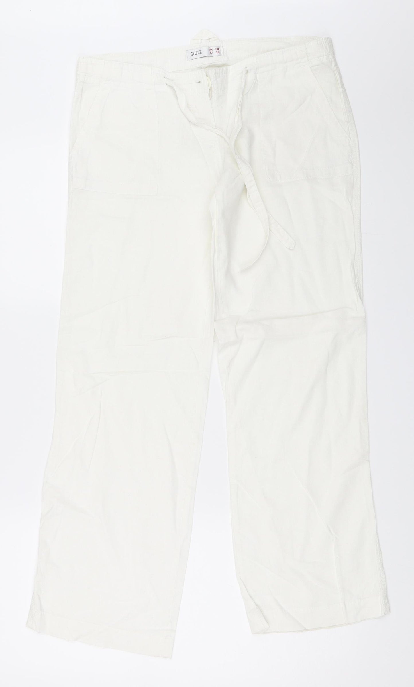 Quiz Womens White   Trousers  Size 10 L28 in