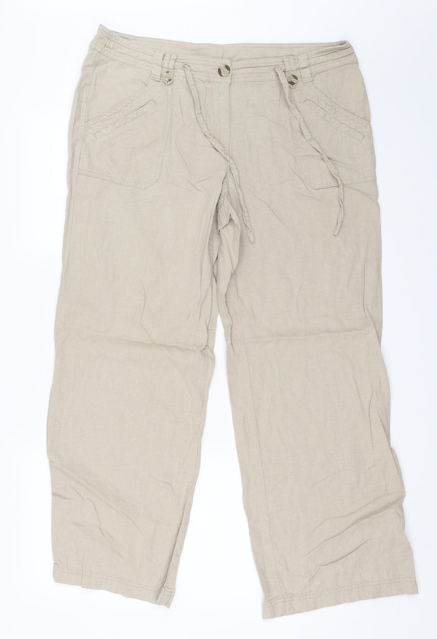 Debenhams Womens Beige   Trousers  Size 14 L28 in