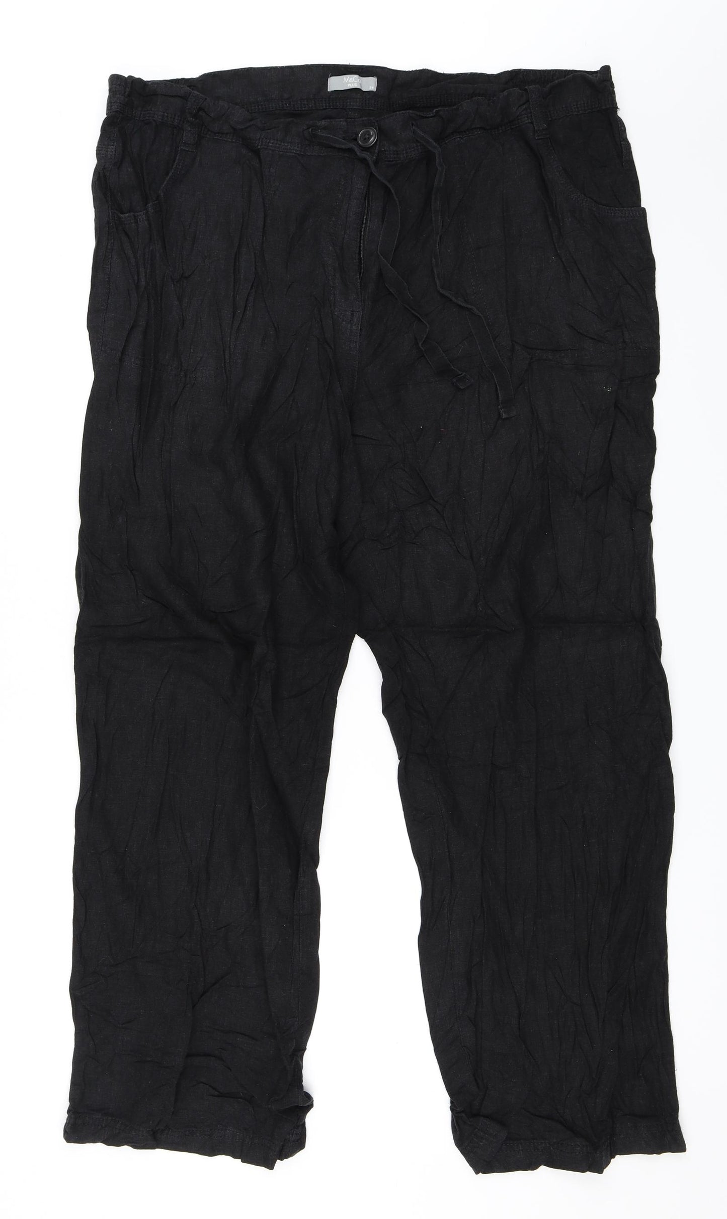 M&Co Womens Black   Trousers  Size 24 L28 in