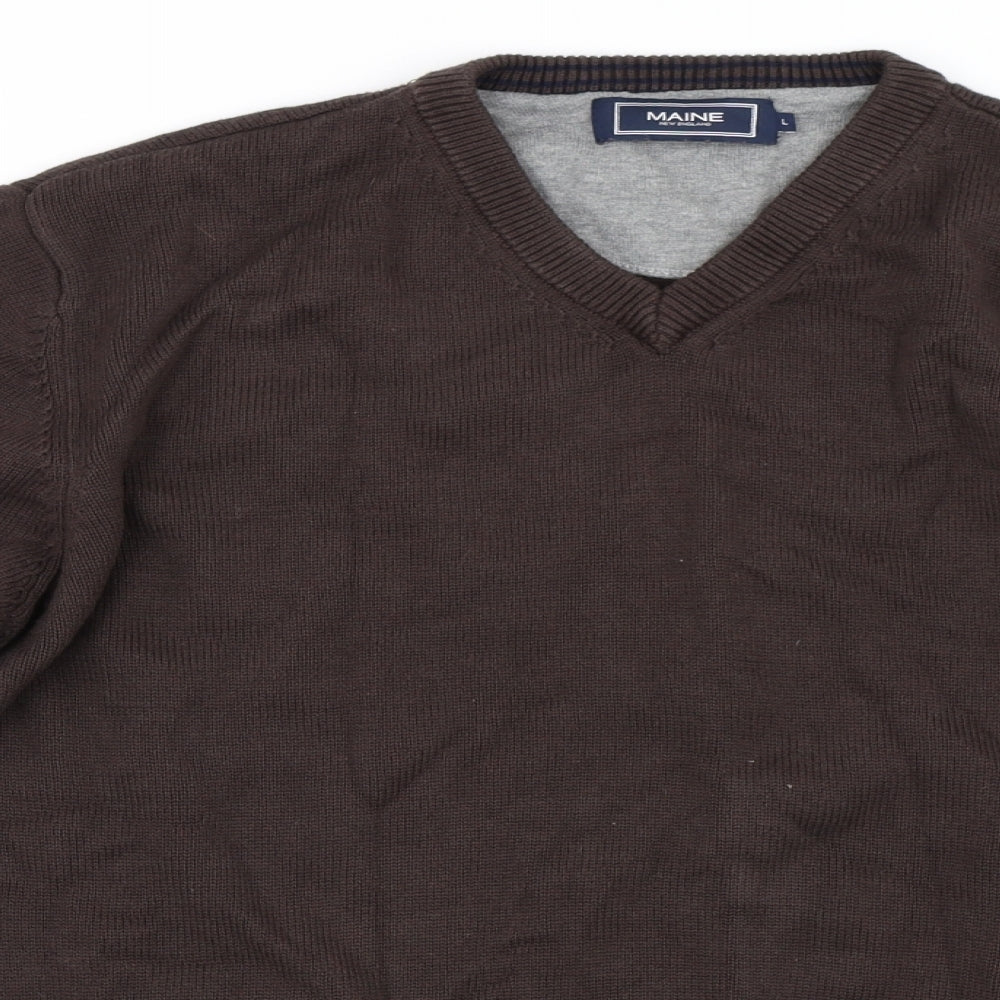 Maine New England Mens Brown   Pullover Jumper Size L