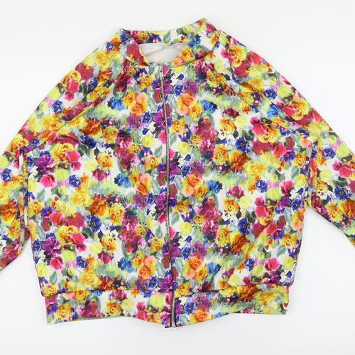 Preworn Womens Multicoloured Floral  Full Zip Sweatshirt Size 14