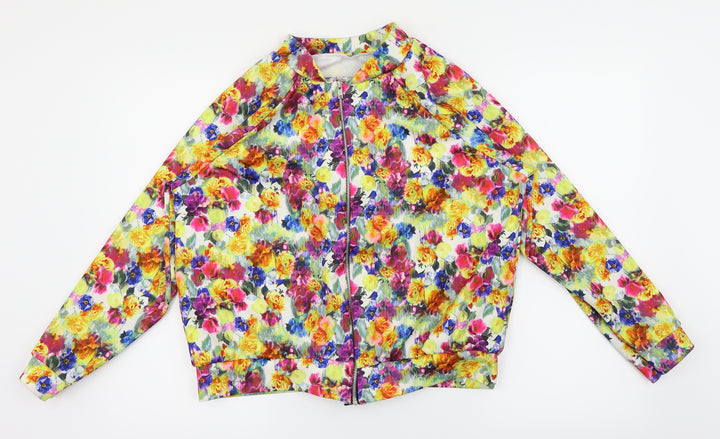 Preworn Womens Multicoloured Floral  Full Zip Sweatshirt Size 14