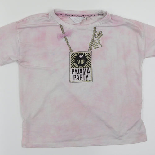 River Island Girls Pink Houndstooth  Basic T-Shirt Size 7-8 Years