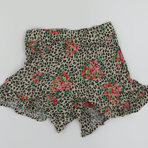NEXT Girls Gold Animal Print  Cut-Off Shorts Size 7 Years - Floral