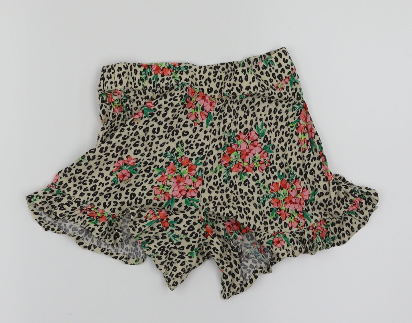 NEXT Girls Gold Animal Print  Cut-Off Shorts Size 7 Years - Floral