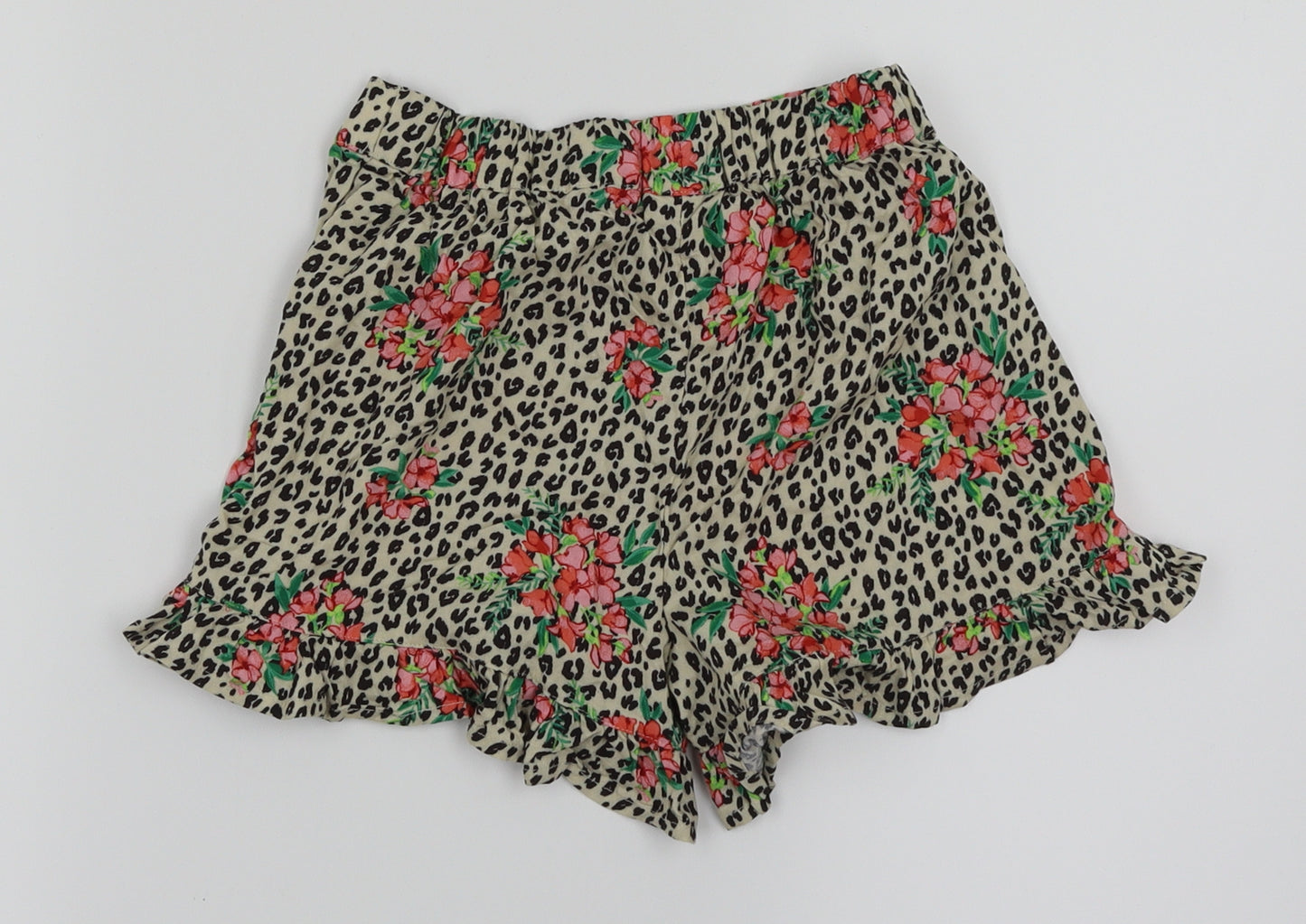 NEXT Girls Gold Animal Print  Cut-Off Shorts Size 7 Years - Floral