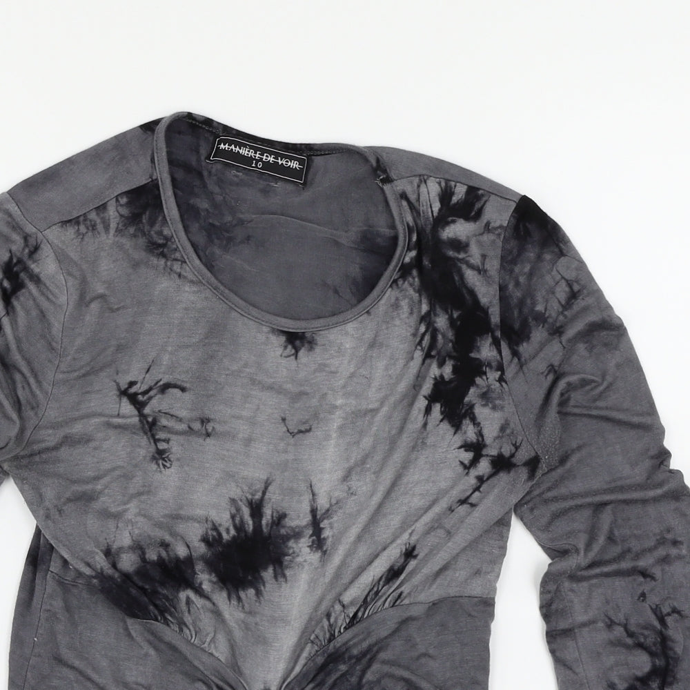 Maniere De Voir Womens Grey   Wrap Blouse Size 10