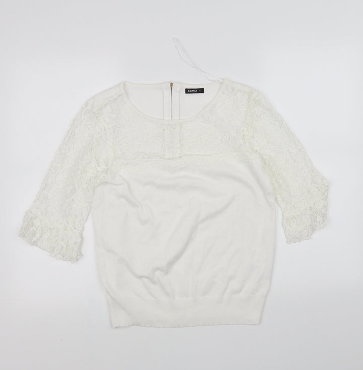 Roman Womens White Basic Blouse Size 12