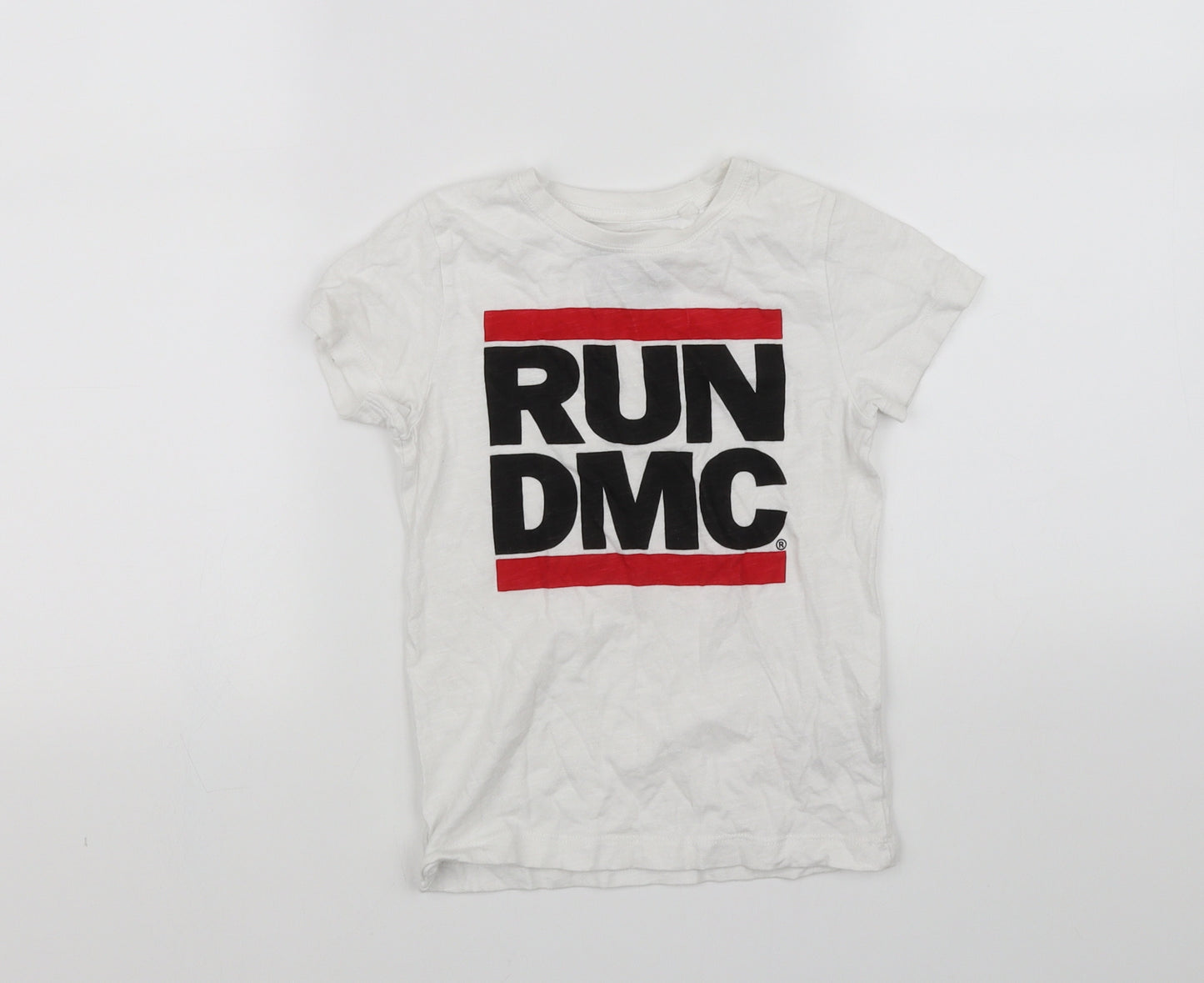 RUN DMC Girls White   Basic T-Shirt Size 4 Years