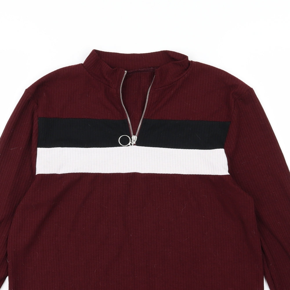 New Look Womens Purple Striped Jersey Basic T-Shirt Size 16  - Burgundy