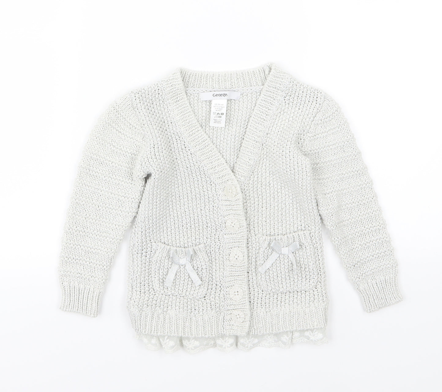 George Girls Grey  Knit Cardigan Jumper Size 18-24 Months