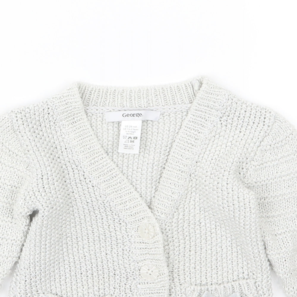 George Girls Grey  Knit Cardigan Jumper Size 18-24 Months
