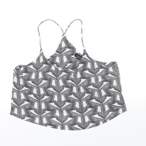 Topshop Womens Grey Geometric Jersey Cropped Tank Size 14
