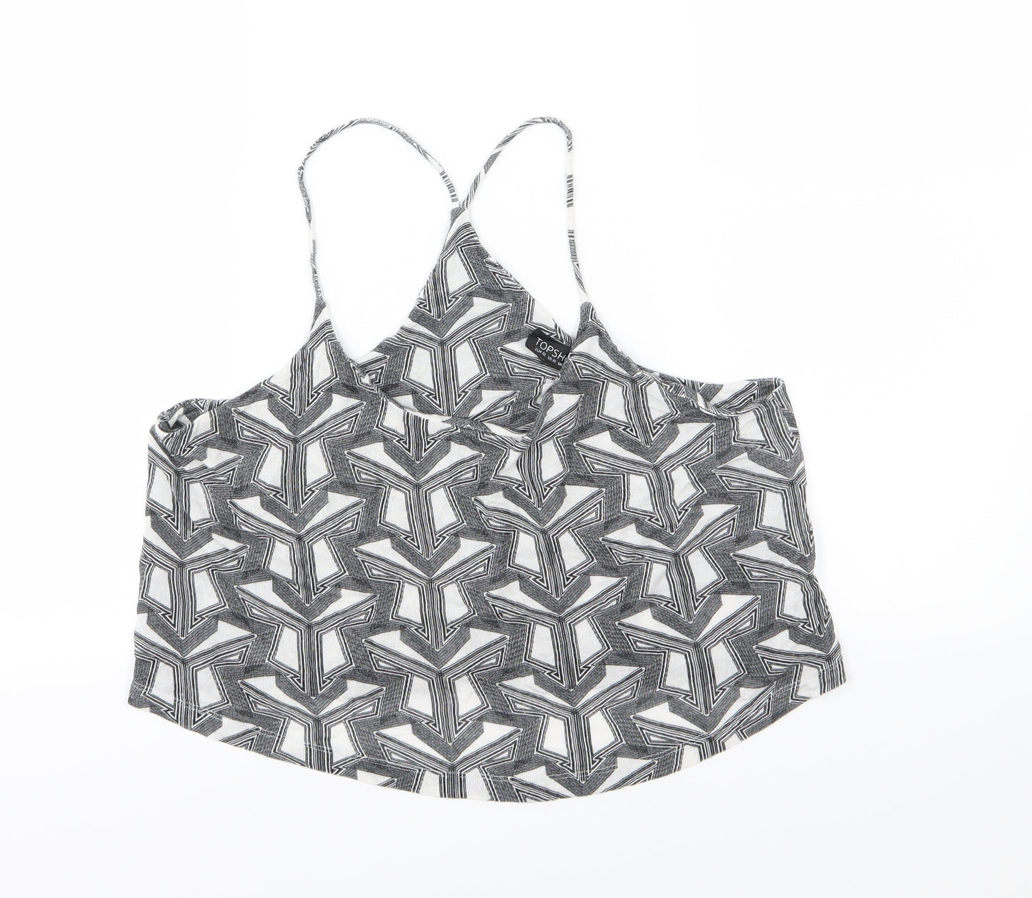 Topshop Womens Grey Geometric Jersey Cropped Tank Size 14