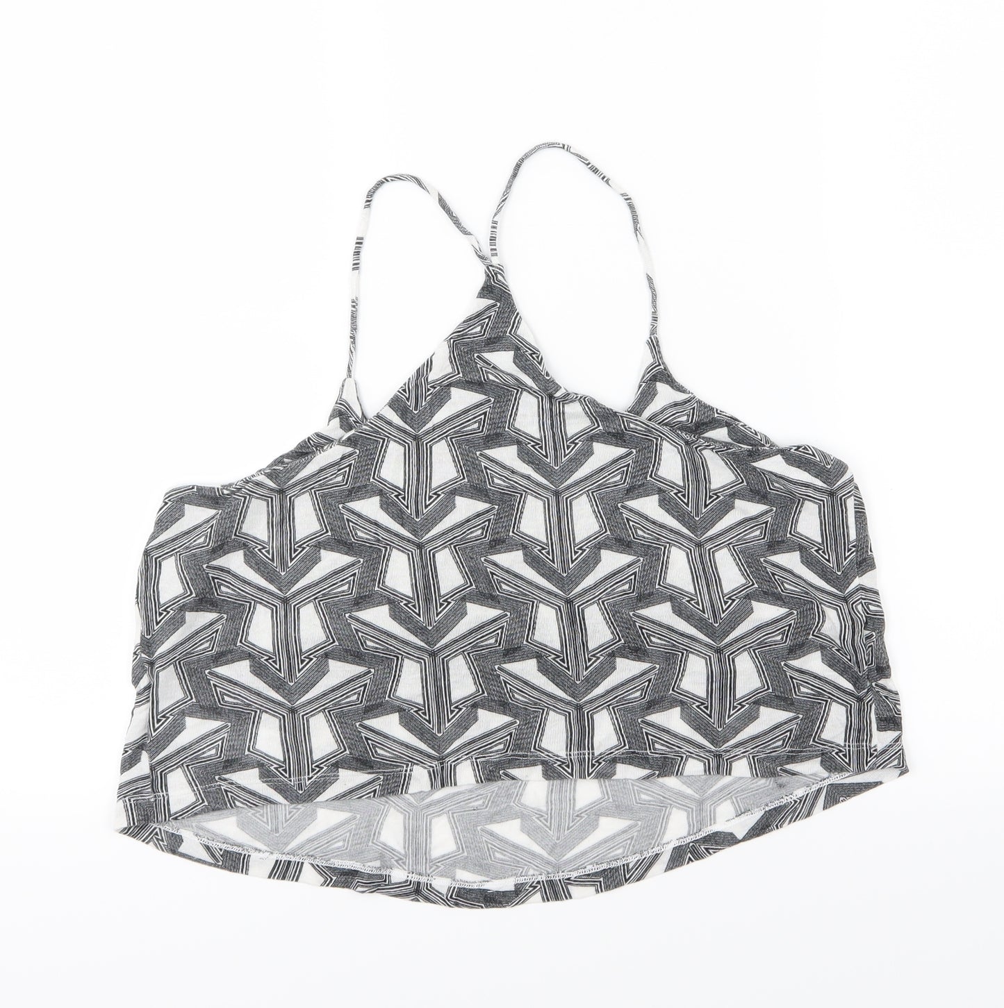 Topshop Womens Grey Geometric Jersey Cropped Tank Size 14