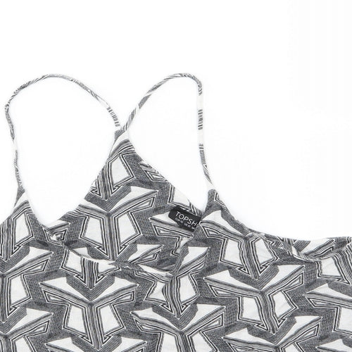 Topshop Womens Grey Geometric Jersey Cropped Tank Size 14