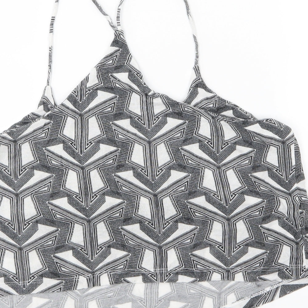 Topshop Womens Grey Geometric Jersey Cropped Tank Size 14