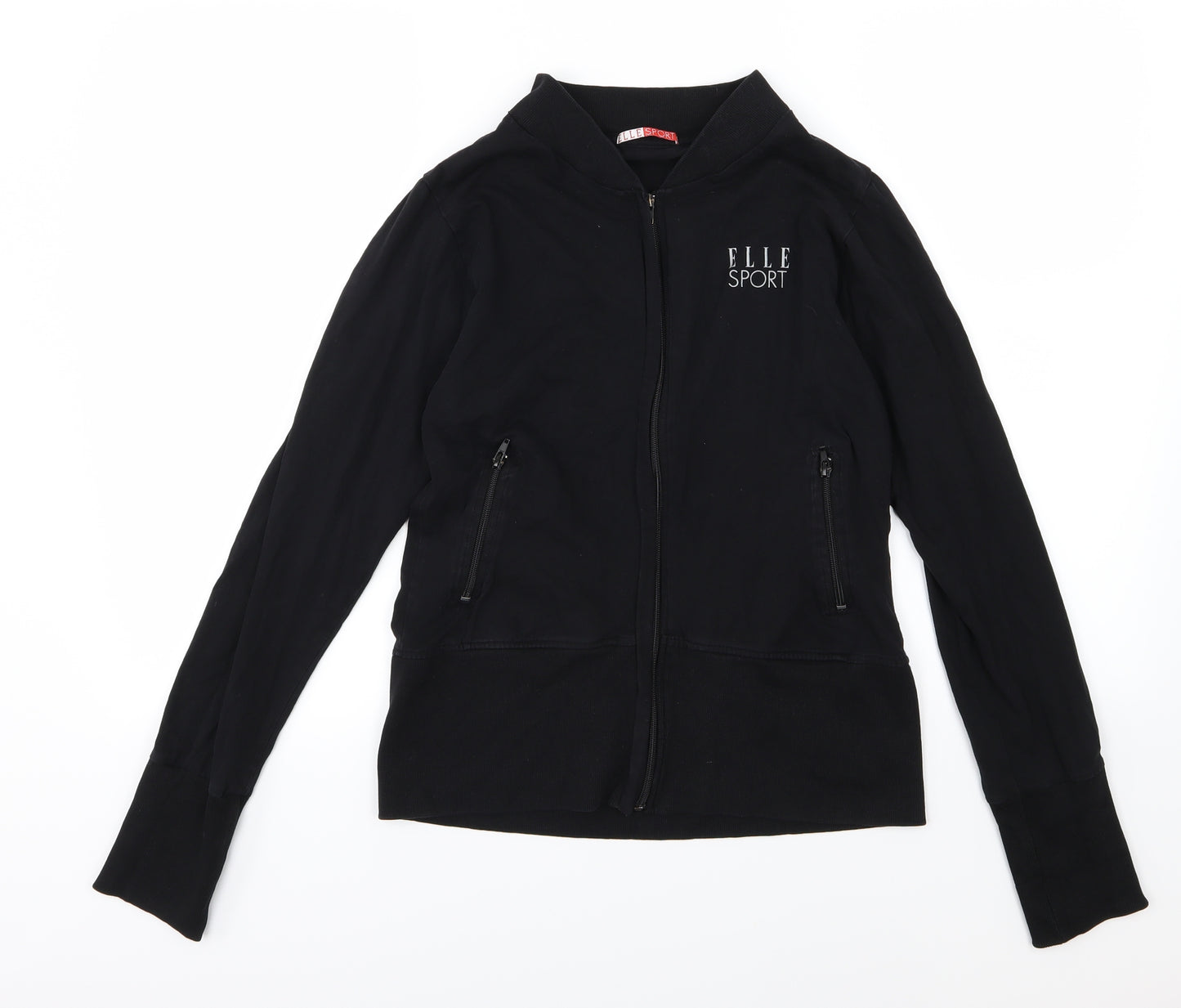 Elle Sport Womens Black  Jersey Full Zip Sweatshirt Size M