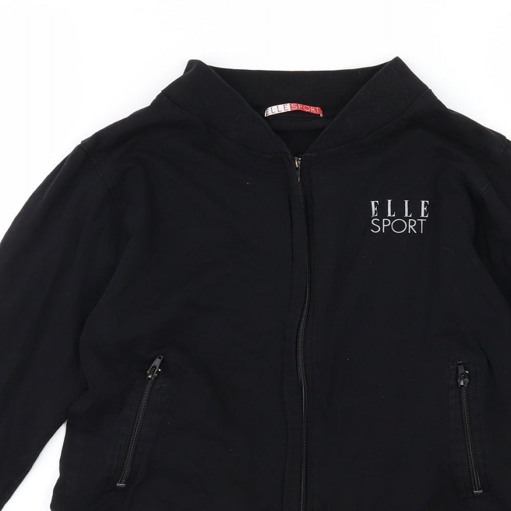 Elle Sport Womens Black  Jersey Full Zip Sweatshirt Size M