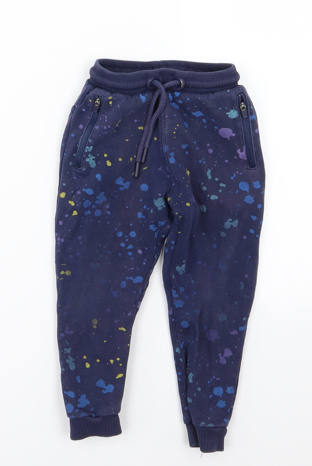Nutmeg Boys Blue  Jersey Jogger Trousers Size 2-3 Years - Paint Splat