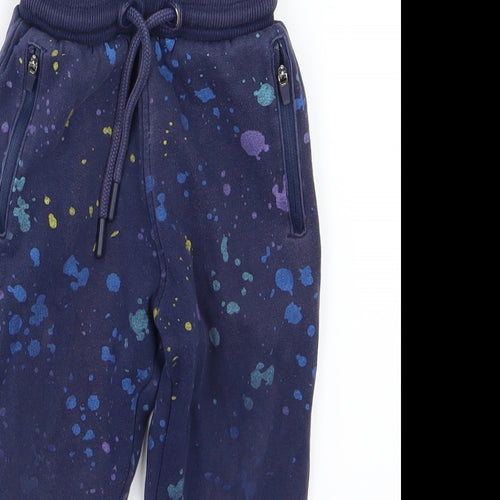 Nutmeg Boys Blue  Jersey Jogger Trousers Size 2-3 Years - Paint Splat