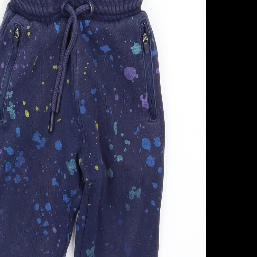 Nutmeg Boys Blue  Jersey Jogger Trousers Size 2-3 Years - Paint Splat