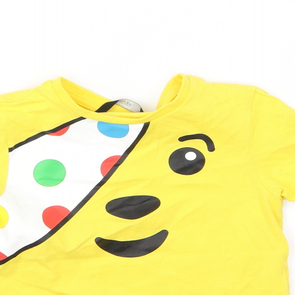 George Girls Yellow  Jersey Basic T-Shirt Size 3-4 Years  - Children in need