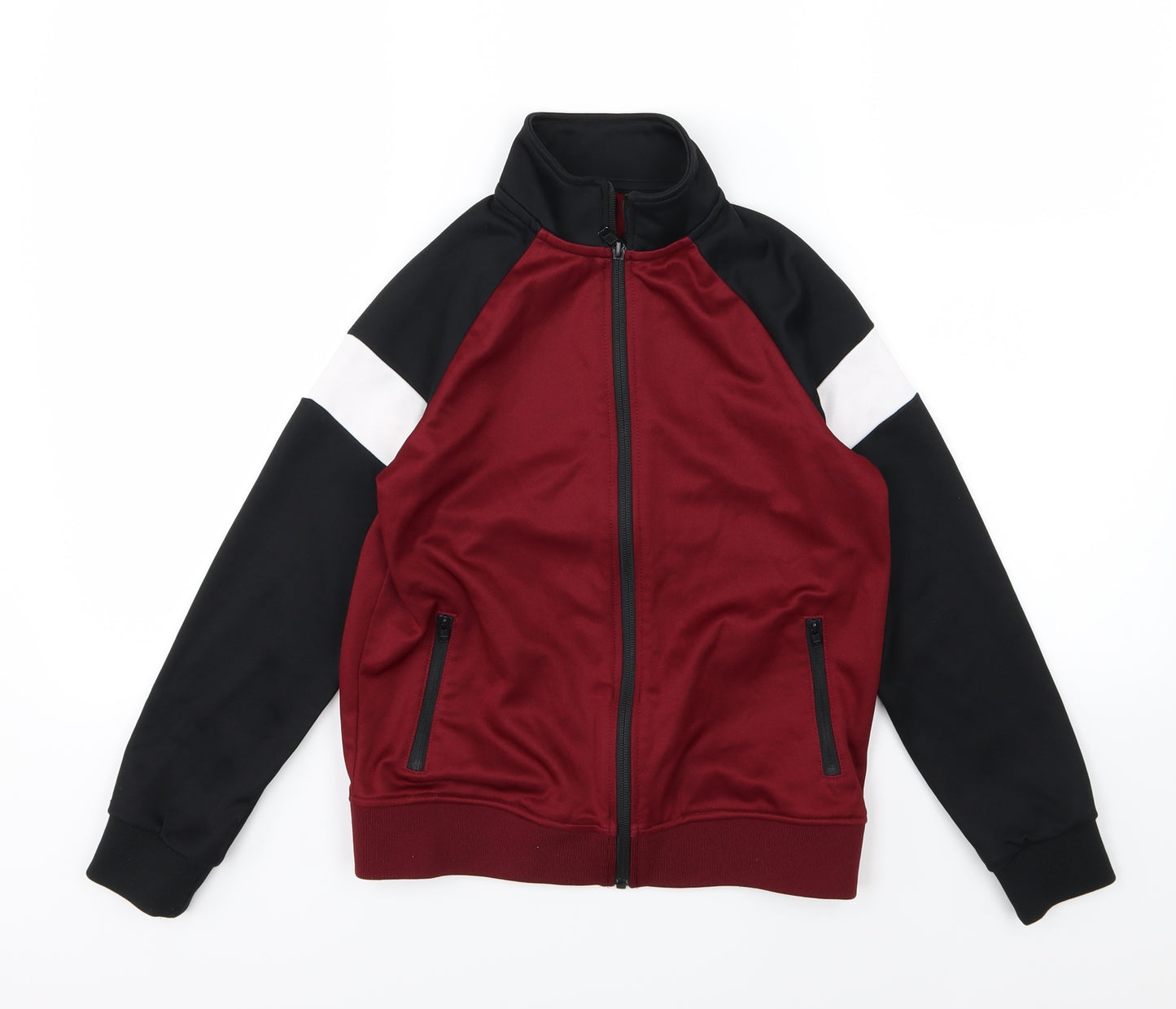 Marks and Spencer Boys Red Striped Jersey Pullover Sweatshirt Size 10-11 Years  - Burgundy