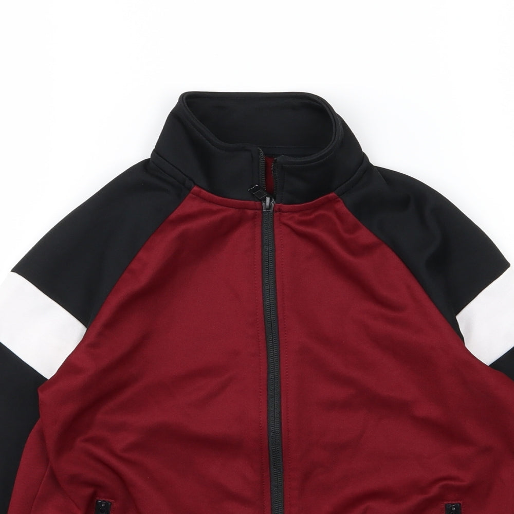 Marks and Spencer Boys Red Striped Jersey Pullover Sweatshirt Size 10-11 Years  - Burgundy