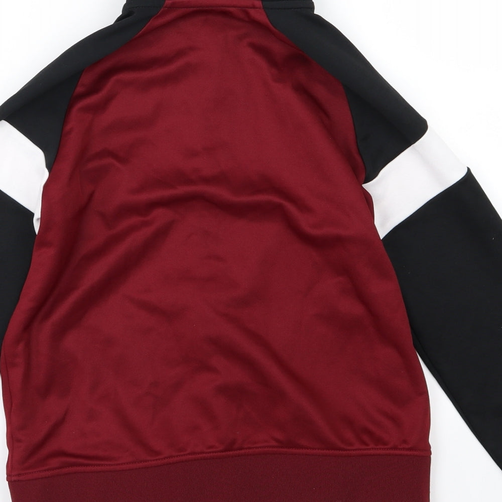 Marks and Spencer Boys Red Striped Jersey Pullover Sweatshirt Size 10-11 Years  - Burgundy