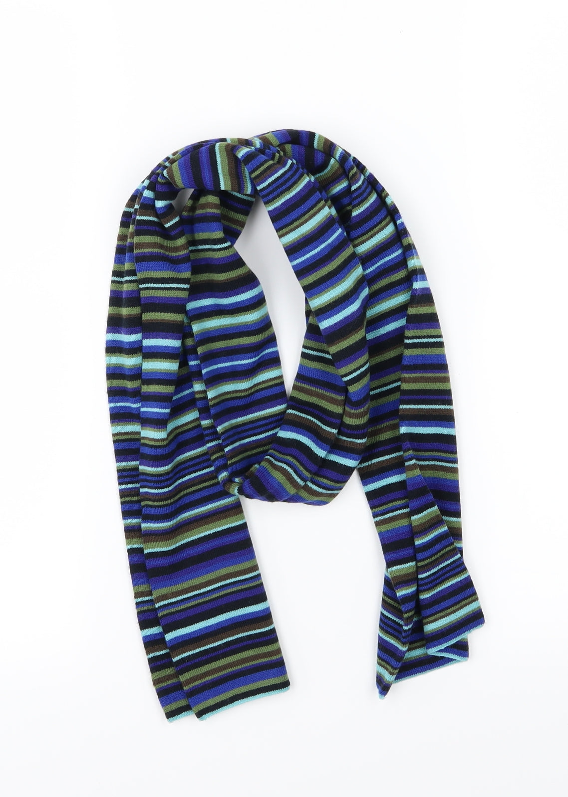 Preworn Mens Multicoloured Striped Knit Rectangle Scarf Scarf One Size