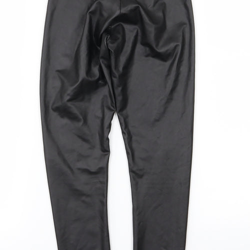 Zara Girls Black   Jegging Trousers Size 9 Years - Leather Effect