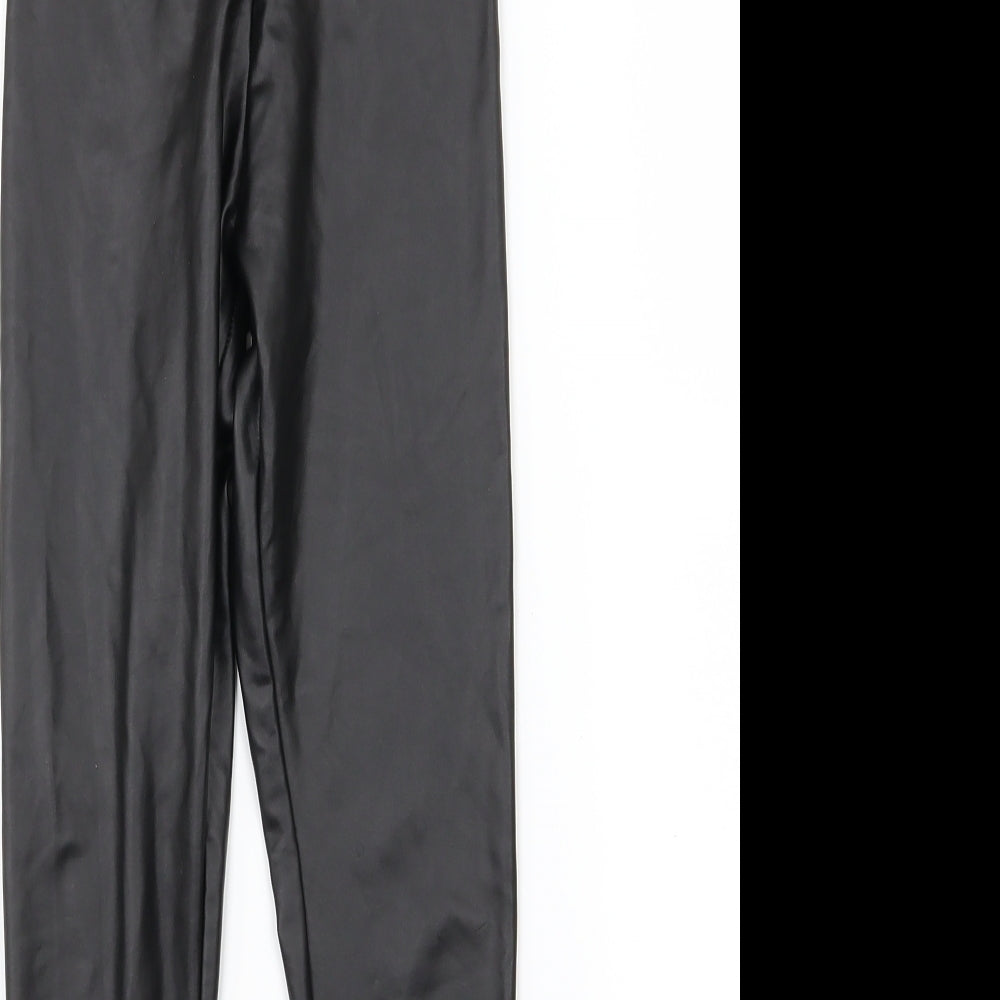Zara Girls Black   Jegging Trousers Size 9 Years - Leather Effect