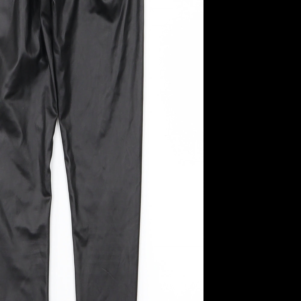 Zara Girls Black   Jegging Trousers Size 9 Years - Leather Effect