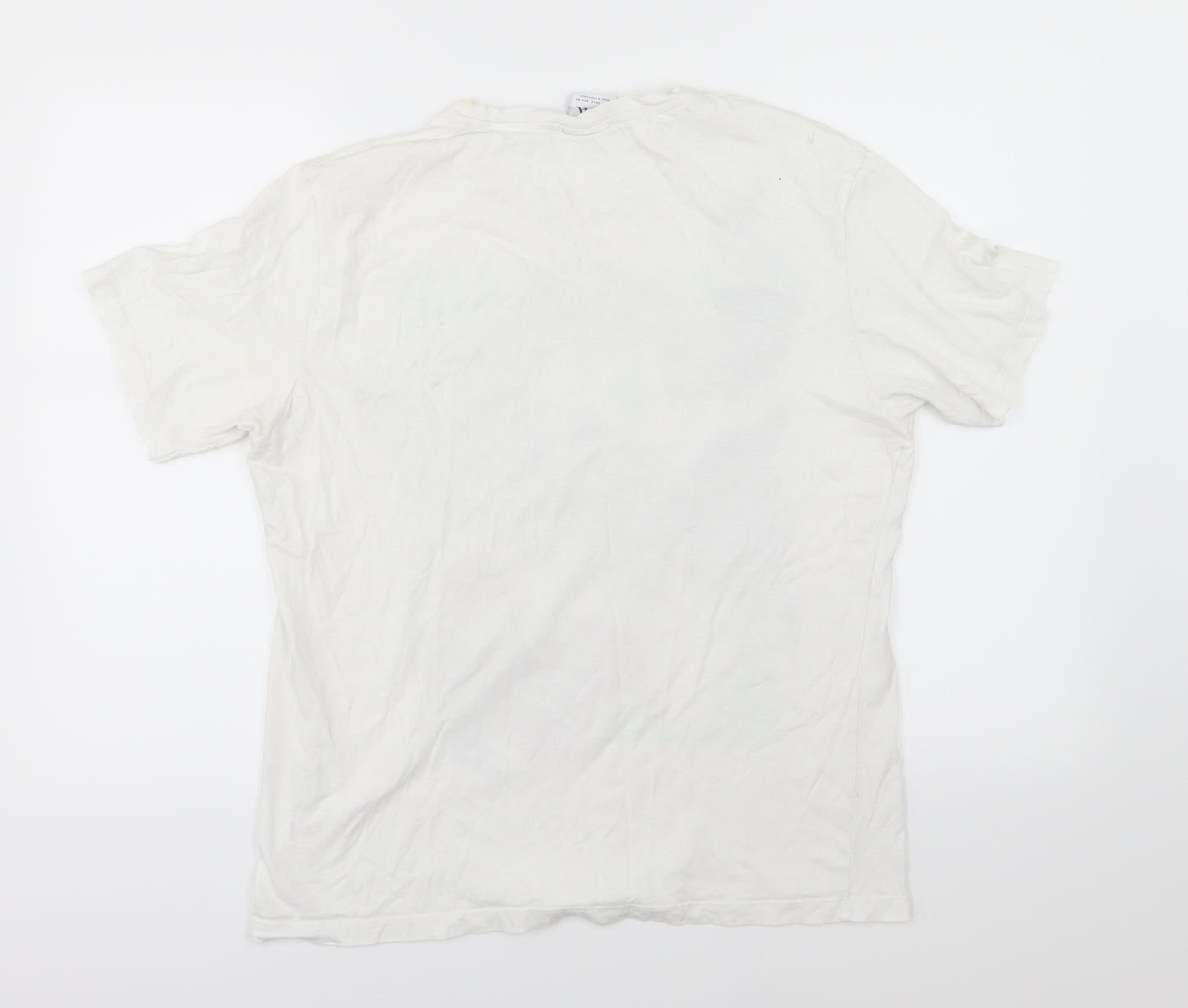 Zara Mens White  Jersey  T-Shirt Size L